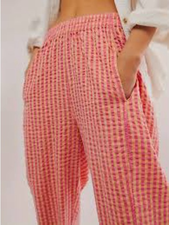 Free People Pants - Free People Preppy Poplin Gingham Searsucker Pants